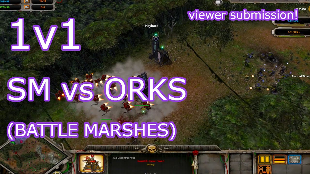 SM vs Orks, 1v1 on Battle Marshes | Dawn of War: Soulstorm