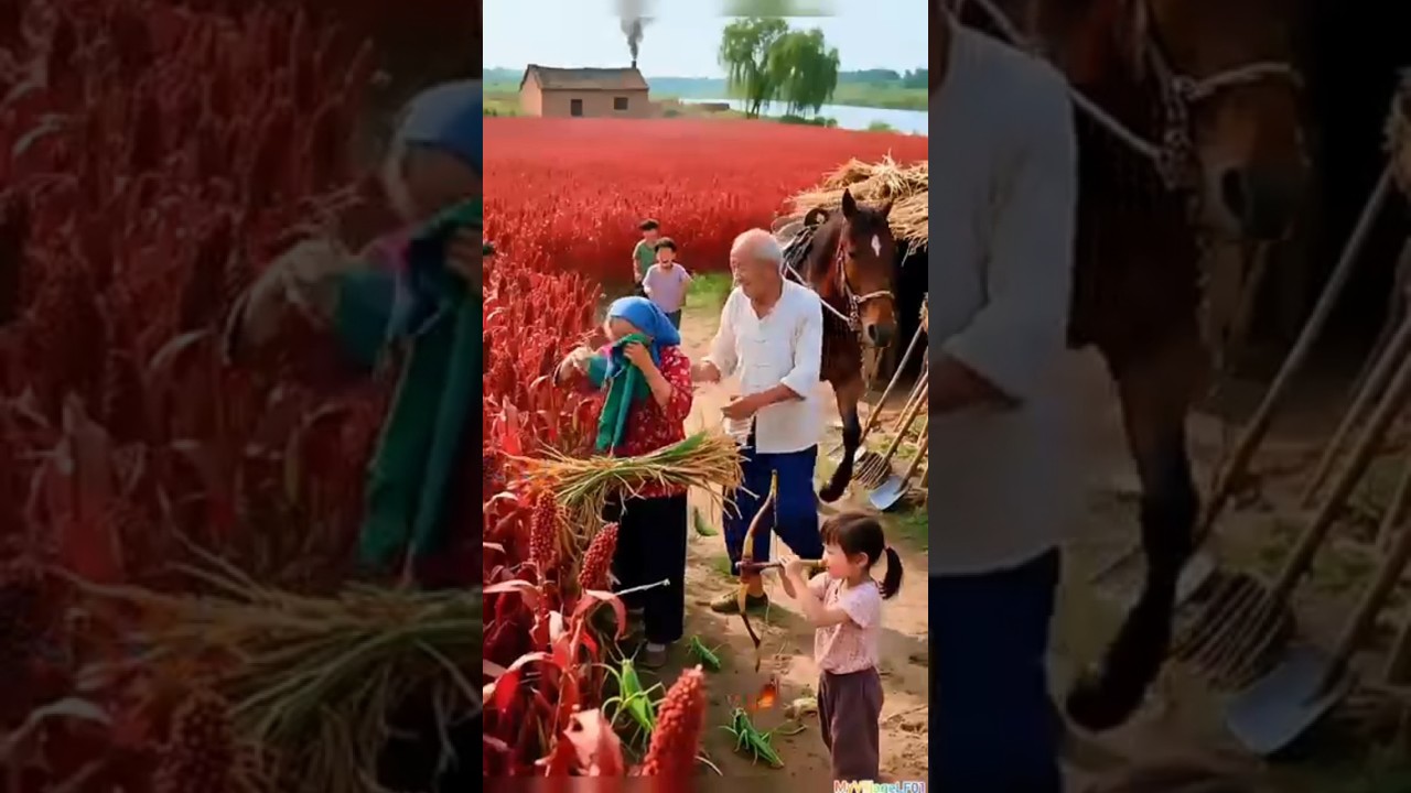 Grandpa visit farm with grandma