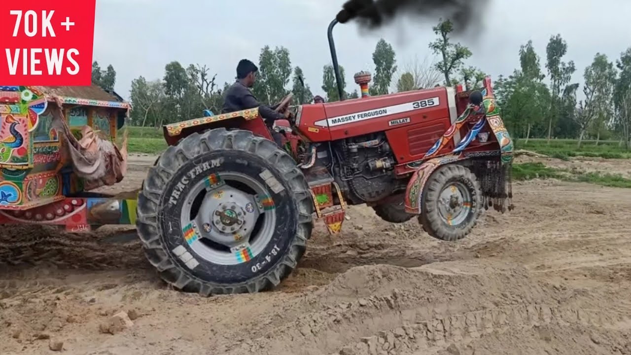 Massey Ferguson 385 Tractor Great Performances fully loaded trolley||Tractor Stunt Video