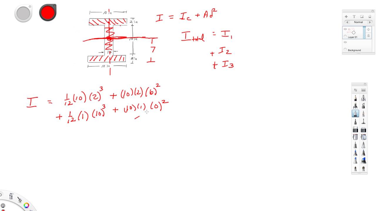 Example:  18-1 Moment of Inertia Calculation for an I-Beam