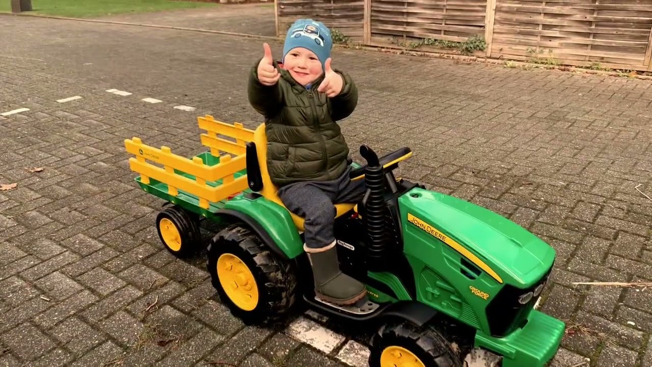 John Deere  Peg Perego 12 volt Rolly Toys test drive by Chris (3 years old)