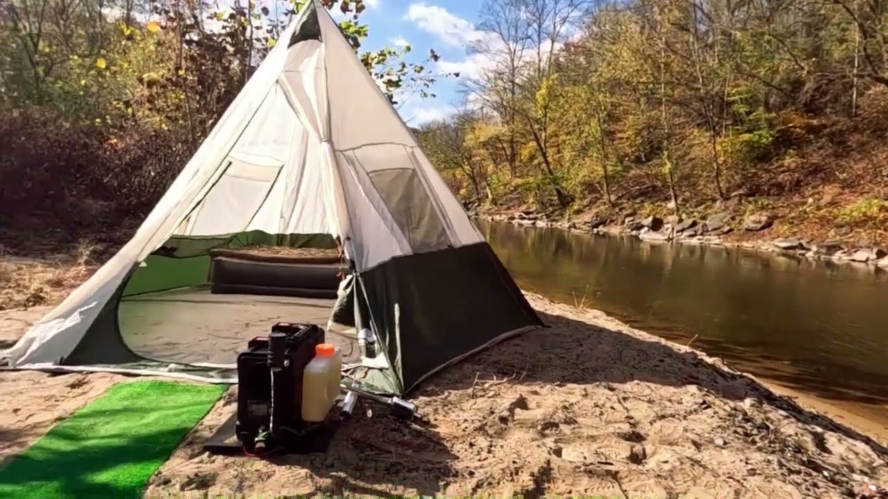 Icy River Primitive Tent Camping on the Tug River in Appalachia