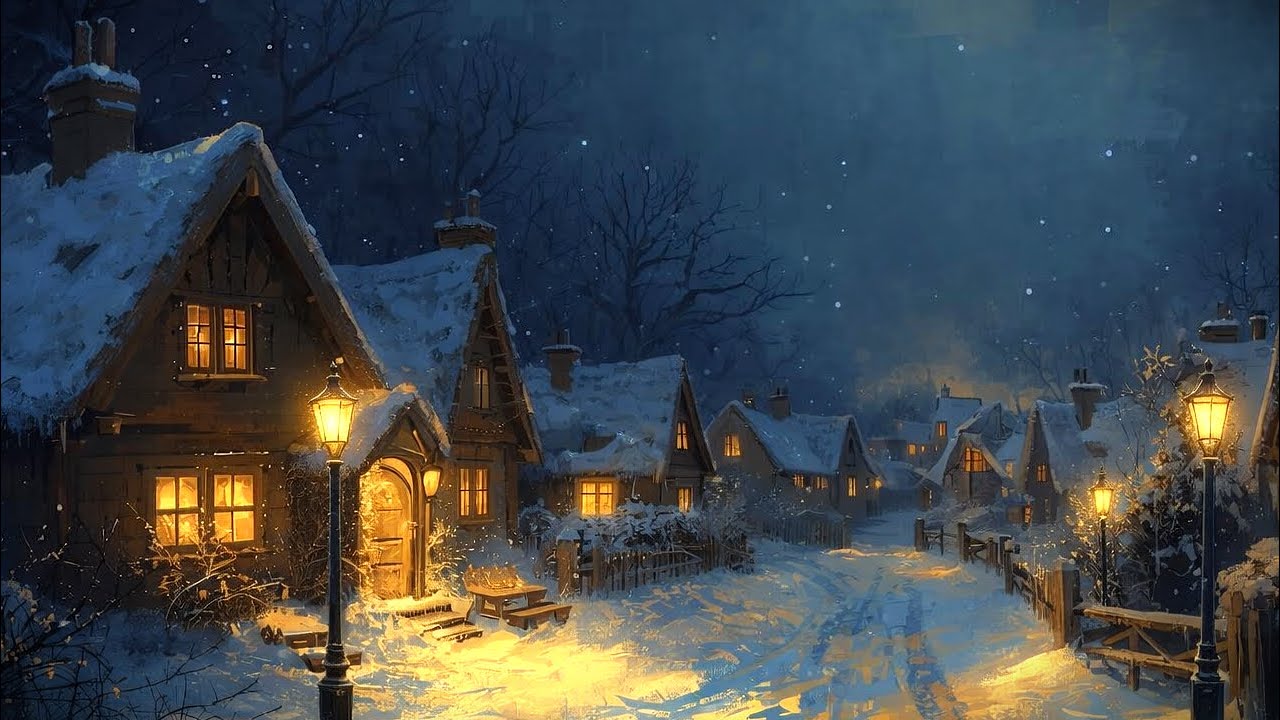 Snowy Cottage Evening ❄️ Storybook evenings | Warm Lights & Peaceful Winter Ambience
