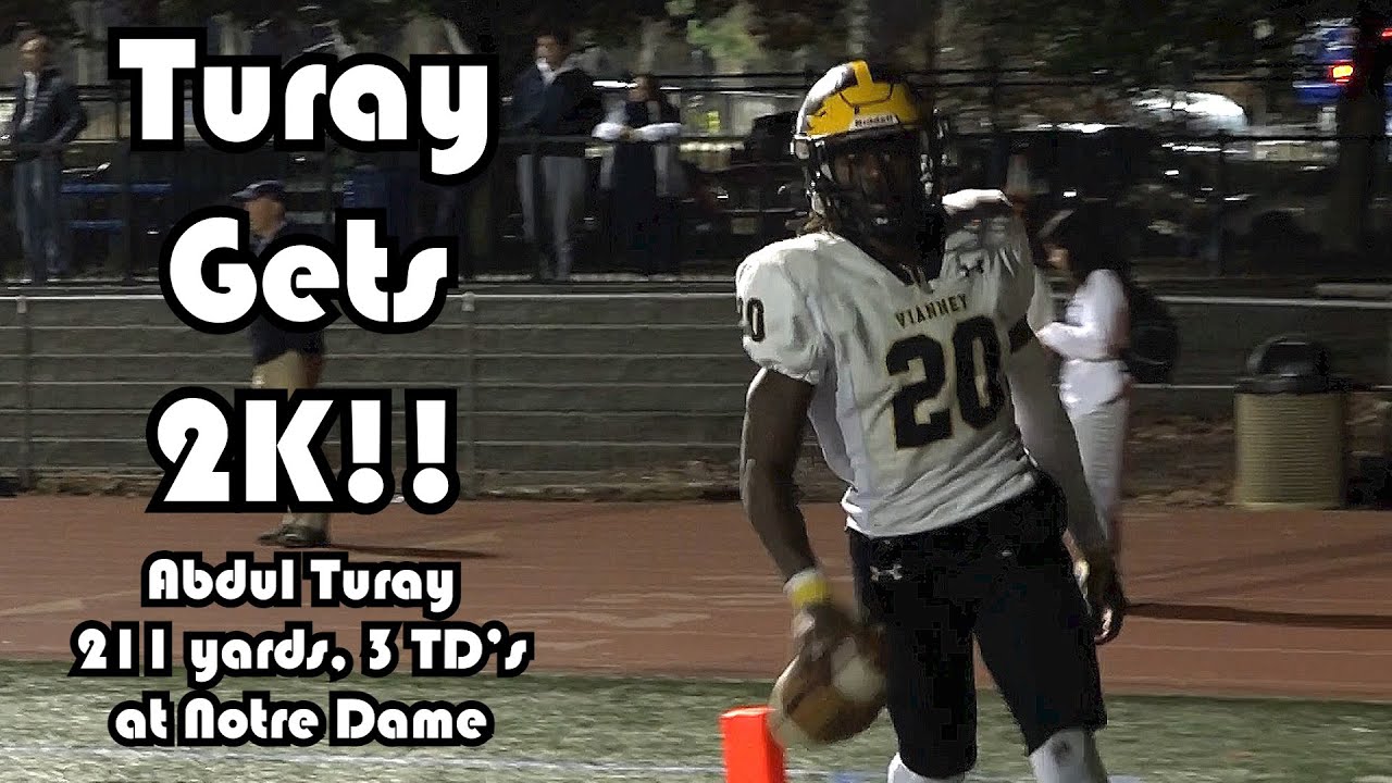 St. John Vianney 41 Notre Dame 10 | Non Public B 1st Round | Abdul Turay 211 yards, 3 TDs