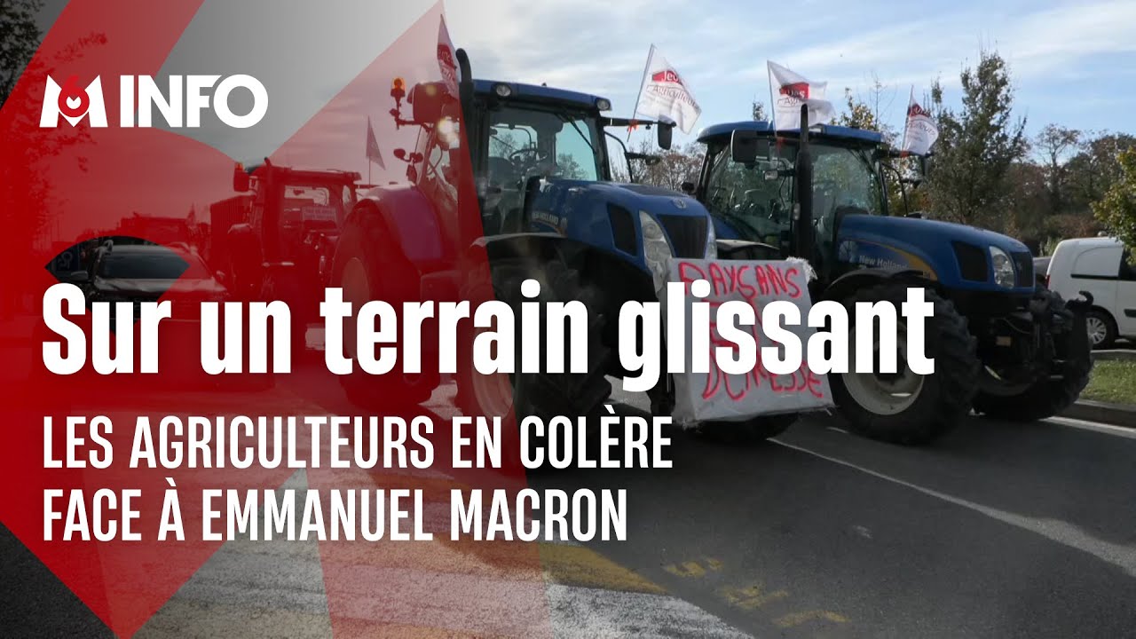 Les agriculteurs en col&egrave;re face &agrave; Emmanuel Macron