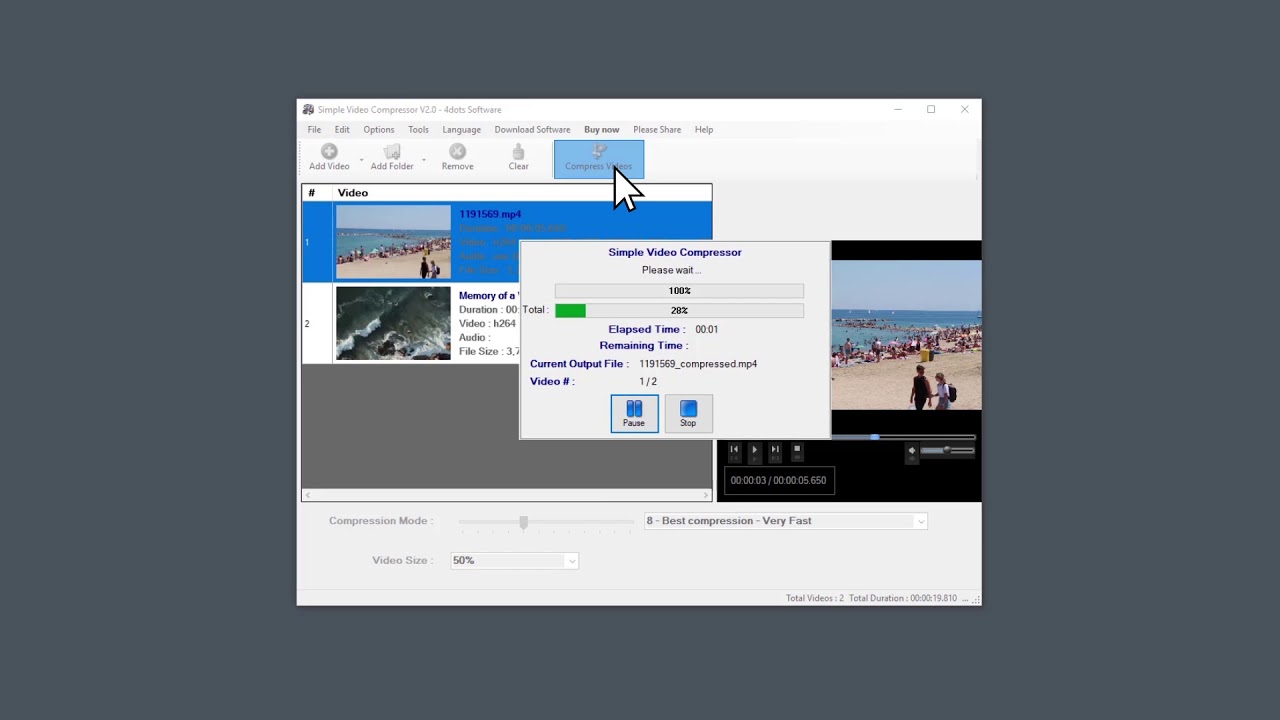 How to compress video files  with Simple Video Compressor
