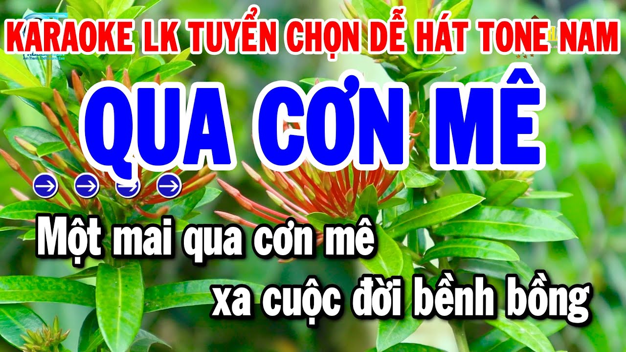 Karaoke Liên Khúc Tone Nam Nhạc Sống Hay Dễ Hát 2025 | Qua Cơn Mê - Giã Từ | Thanh Hải