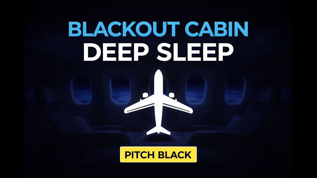 Instant Deep Sleep: 8 hours of Dark Cabin Aiplane White Noise (No Light for Insomnia)