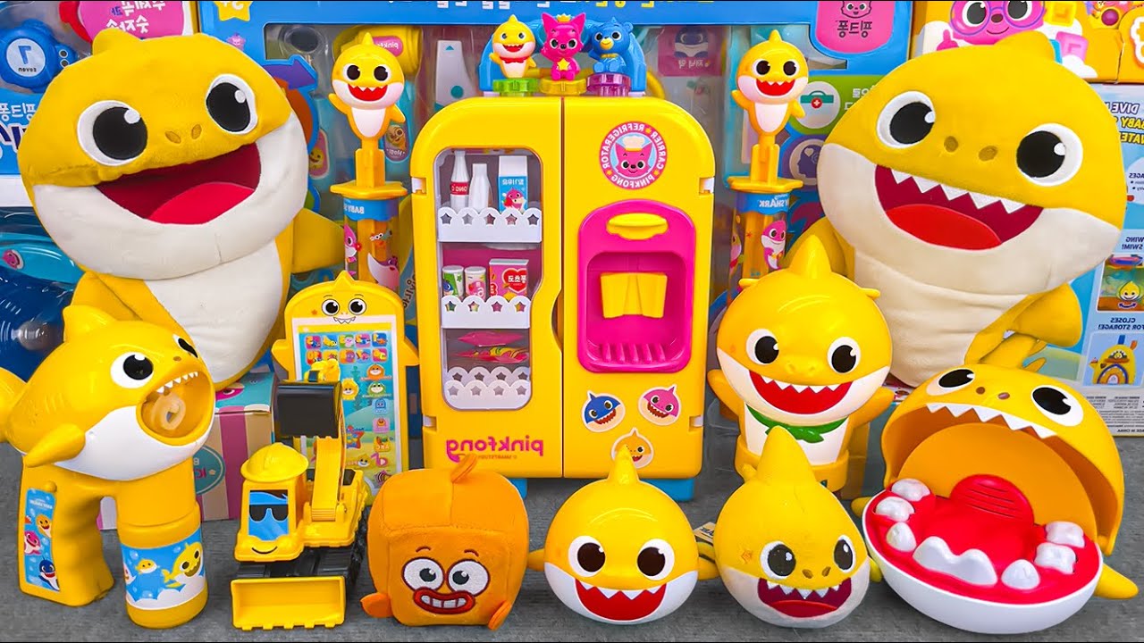 BABY SHARK : 98 min Compilation - Satisfying Unboxing BABY SHARK Yellow Fridge Playset (ASMR)