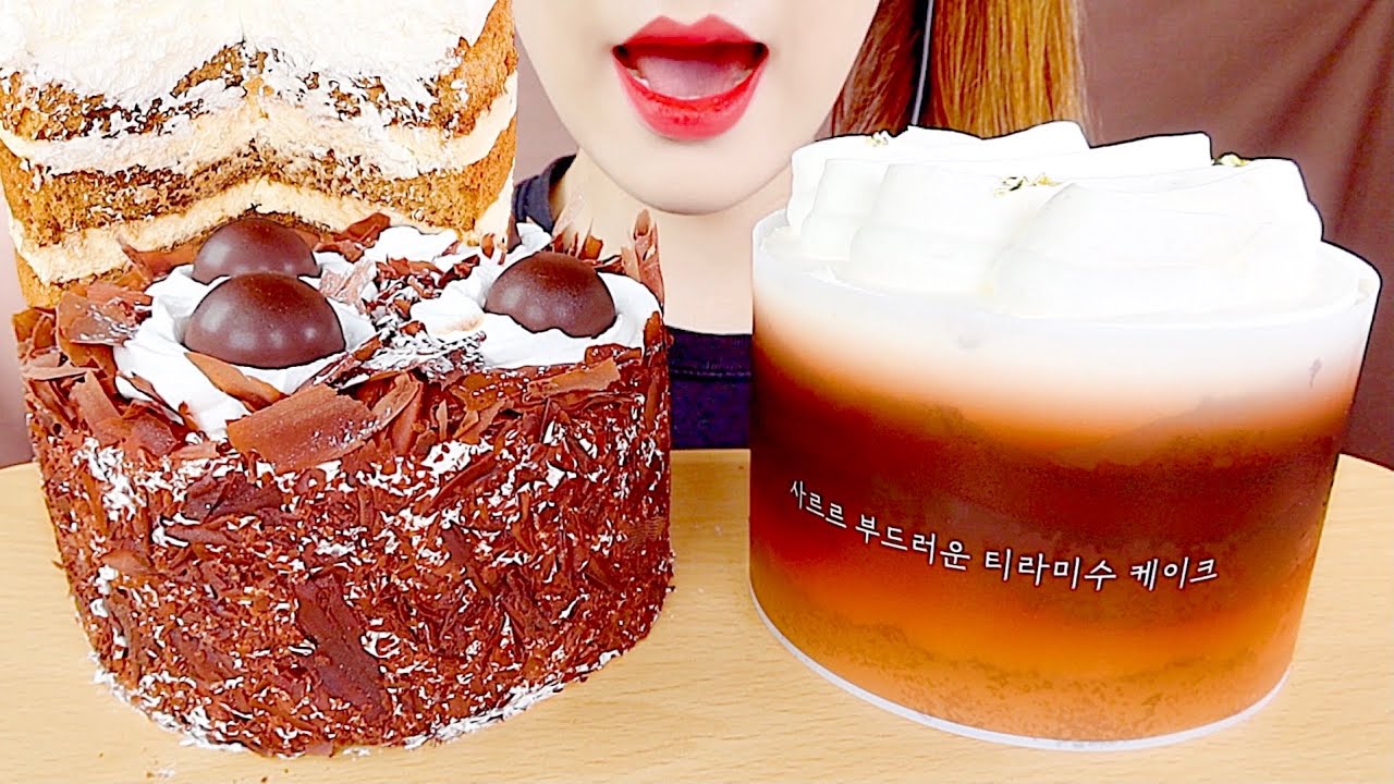 ASMR TIRAMISU CAKE, CHOCOLATE CAKE MUKBANG 티라미수 쉬폰 케이크, 쇼콜라 케이크 먹방 eating sounds