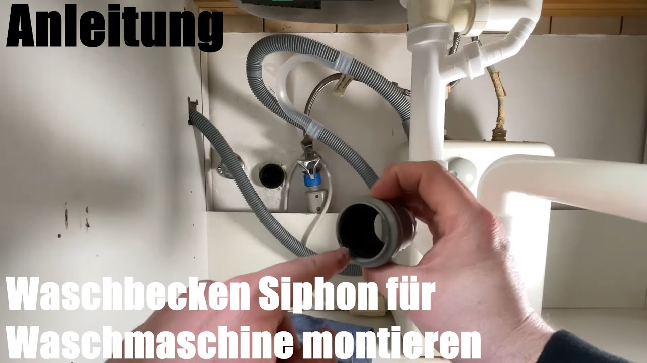 Waschbecken Siphon (Röhrensiphon) für Waschmaschine montieren - Abfluss in Küche Montage Anleitung