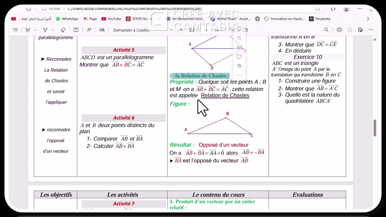 VECTEURS ET TRANSLATION