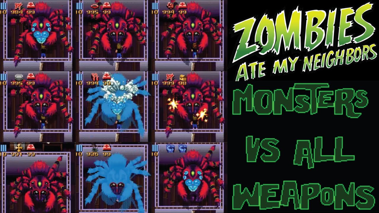 Zombies Ate My Neighbors All Weapons Vs All Monsters & Bosses