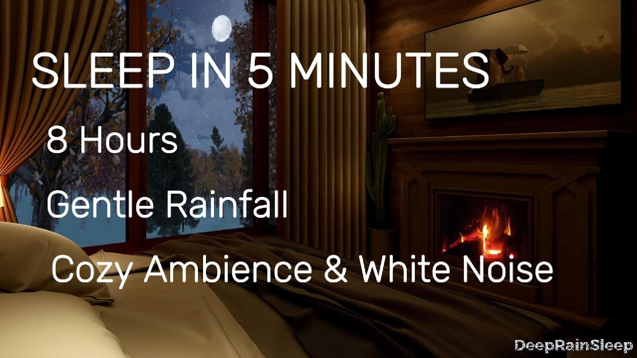 SLEEP IN 5 MINUTES - 8 Hours Gentle Rain & White Noise | Cozy Ambience Black Screen