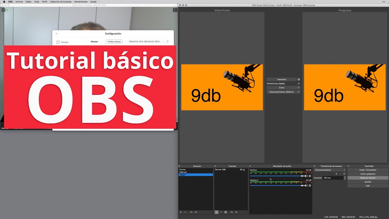 Tutorial básico de OBS, emite en directo videoconferencias o una webcam