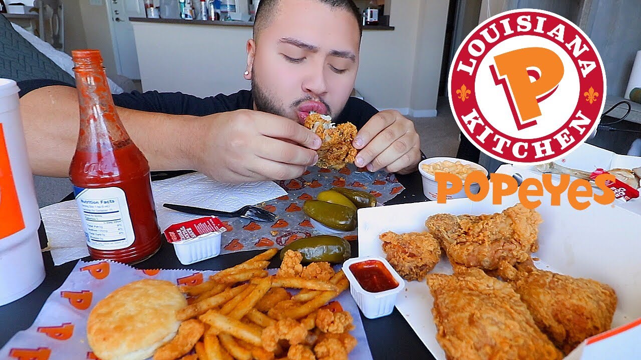 POPEYES Жареный цыпленок и креветки MUKBANG