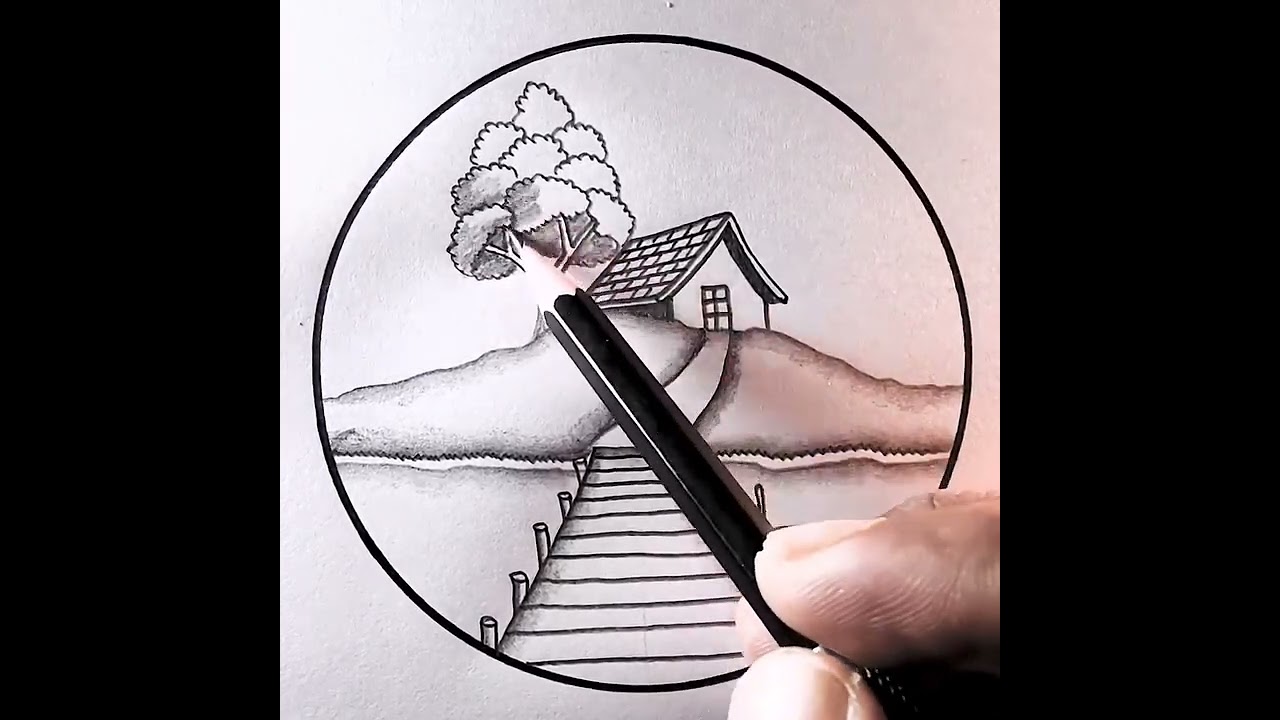 Nature drawing with pencil 