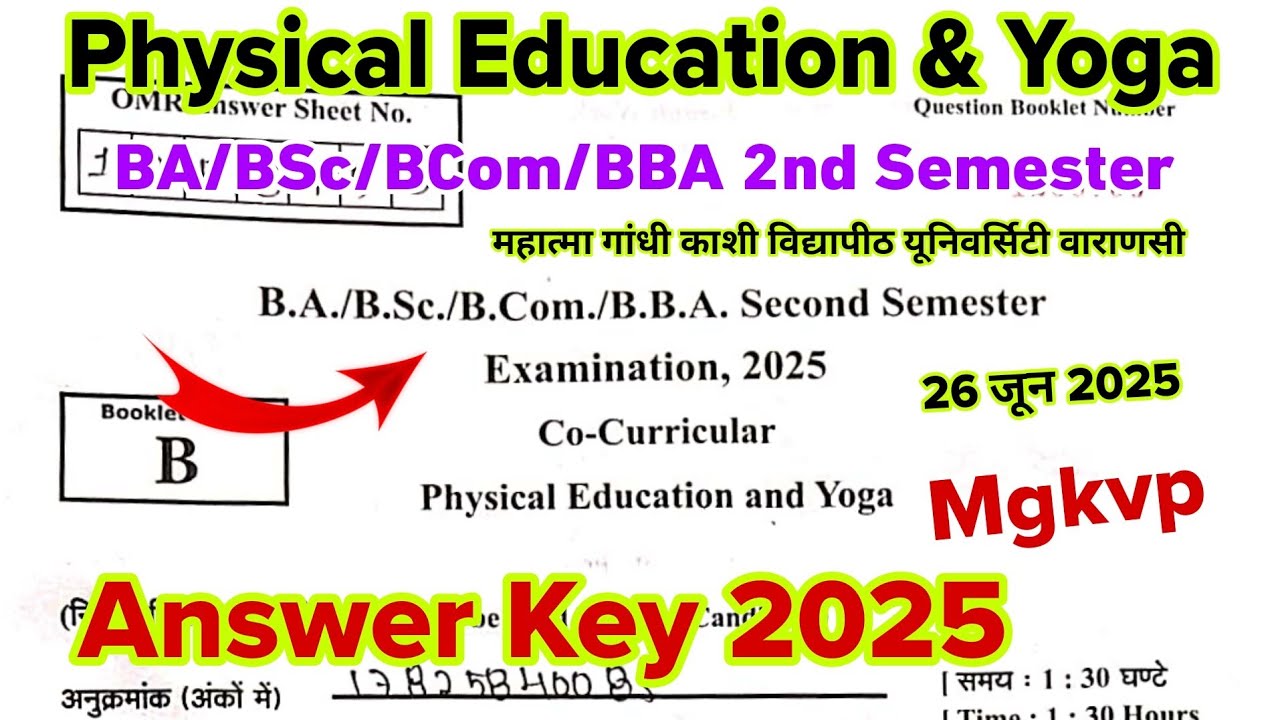 physical education and yoga ba bsc bcom bba 2nd semester mgkvp answer key 2025-2026