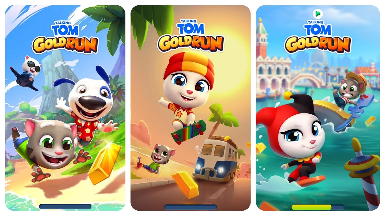 Talking Tom Gold Run New Update Skate World Street Jam vs Venice Canals vs Grow and Go Eco World