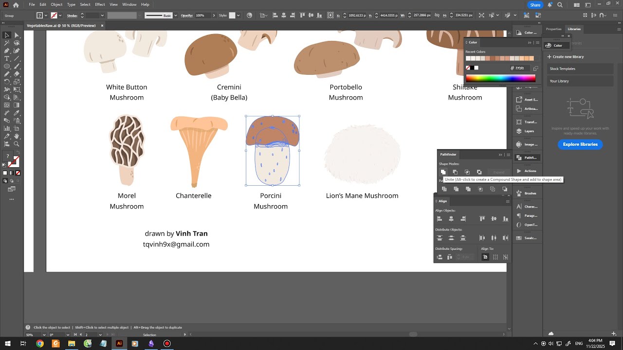 2025-11-22 | Drawing 13 Types of Mushroom in Adobe Illustrator | Simple Vector Study - Part 3