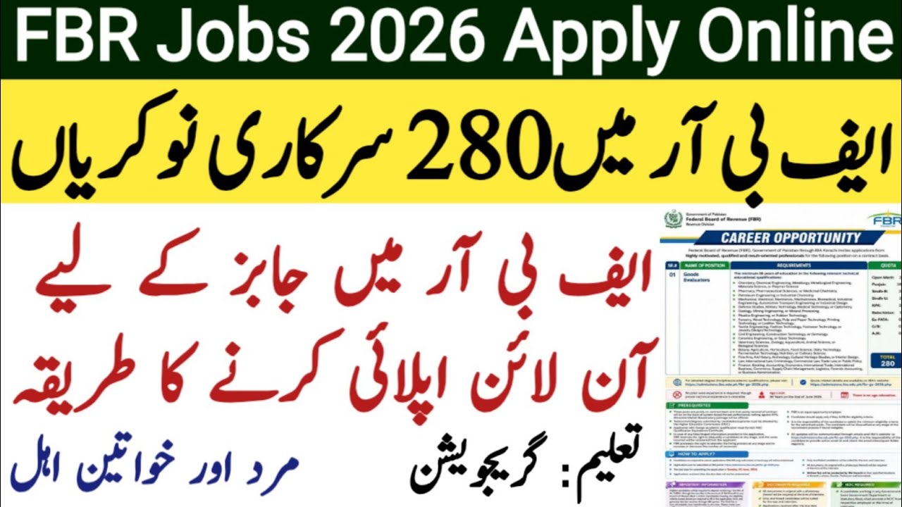 FBR Jobs 2026 Apply Online | Goods Evaluator Jobs | How to Apply FBR Jobs 2026