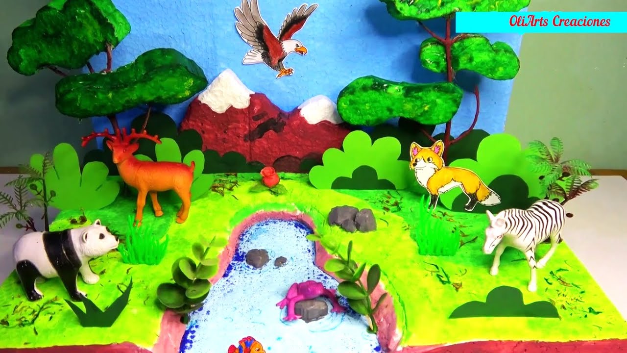 MAQUETA de ECOSISTEMA MIXTO fácil y bonito/ diorama / proyecto escolar