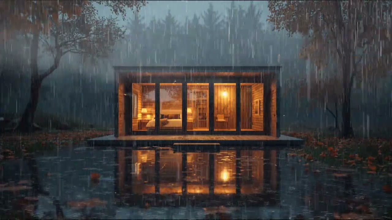 Midnight Rain in the Forest | Cozy Cabin Atmosphere for Concentration