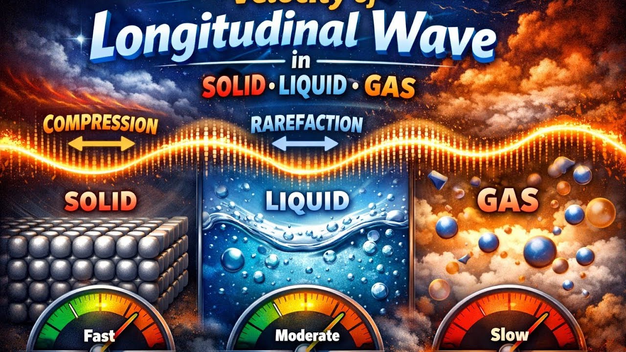 Velocity of Longitudinal Wave in Solid , Liquid and Gas