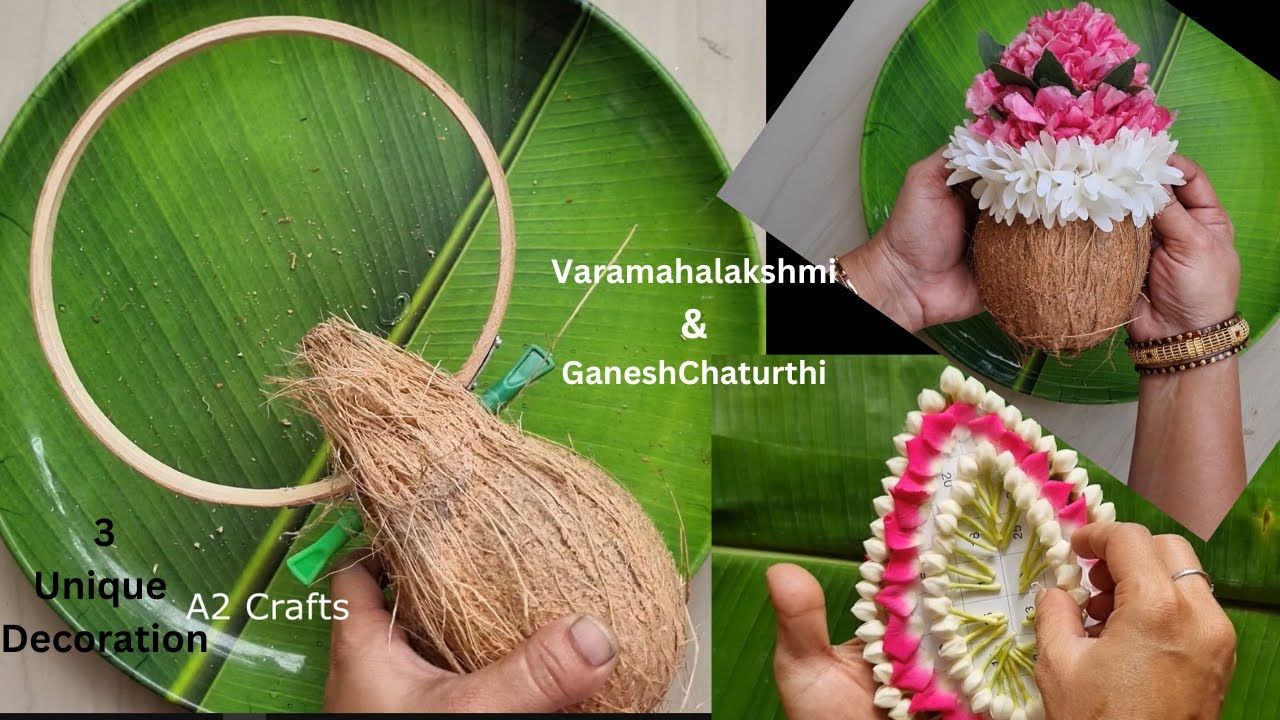 Varmahalakshmi Coconut Decoration Ideas || Varamahalakshmi Face Making at Coconut
