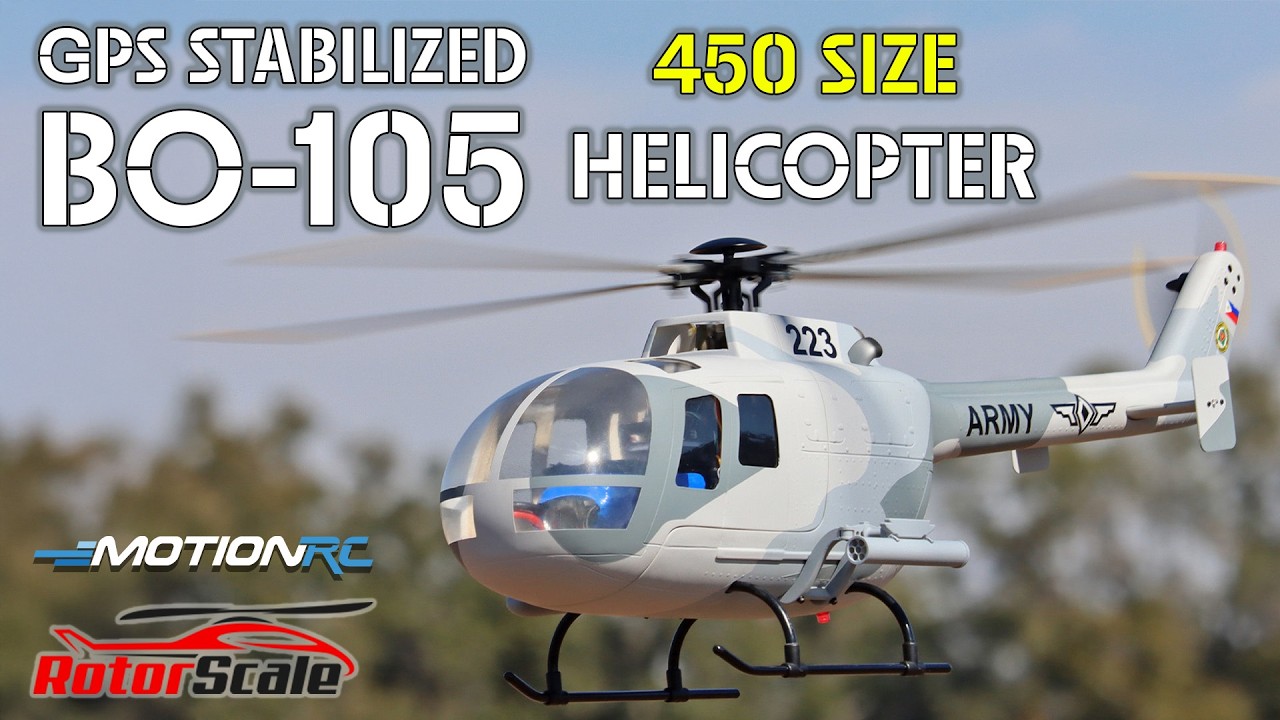 Обзор вертолета RotorScale BO-105 Super Scale 450 с GPS-стабилизацией | Motion RC
