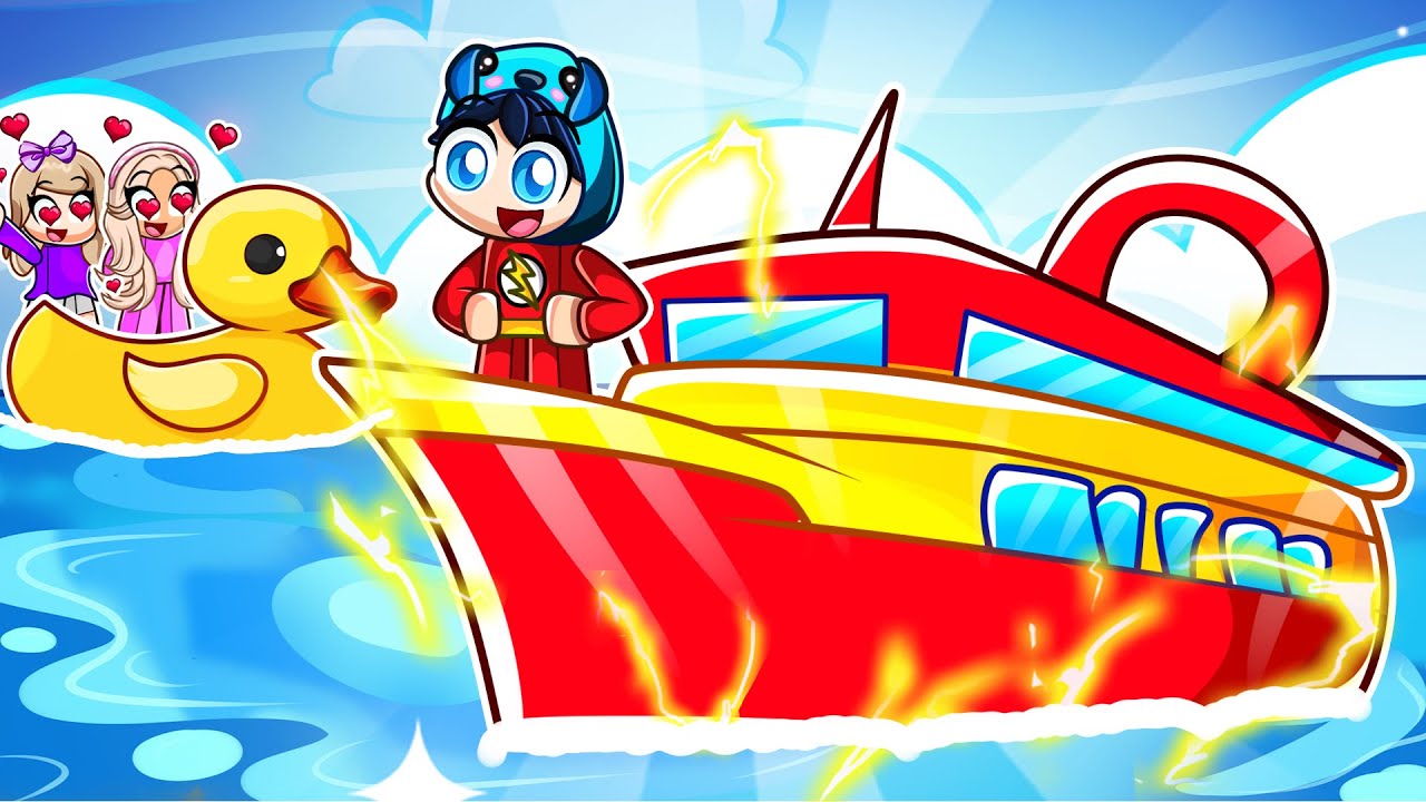 Веселые девушки с новой лодкой FLASH в Roblox SHARKBITE...