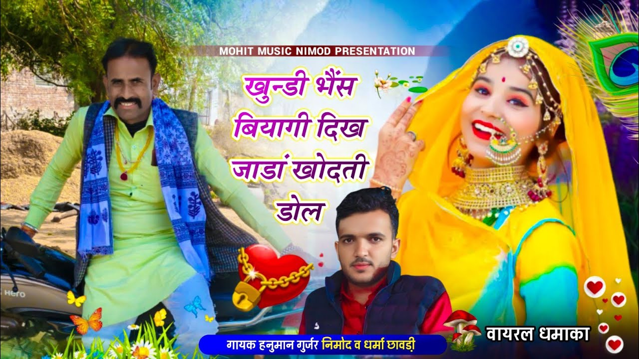 (598)#Dj_Song ! खुन्डी भैंस बियागी दिख जाडां खोदती डोल । गायक हनुमान गुर्जर निमोद व धर्मा छावडी़