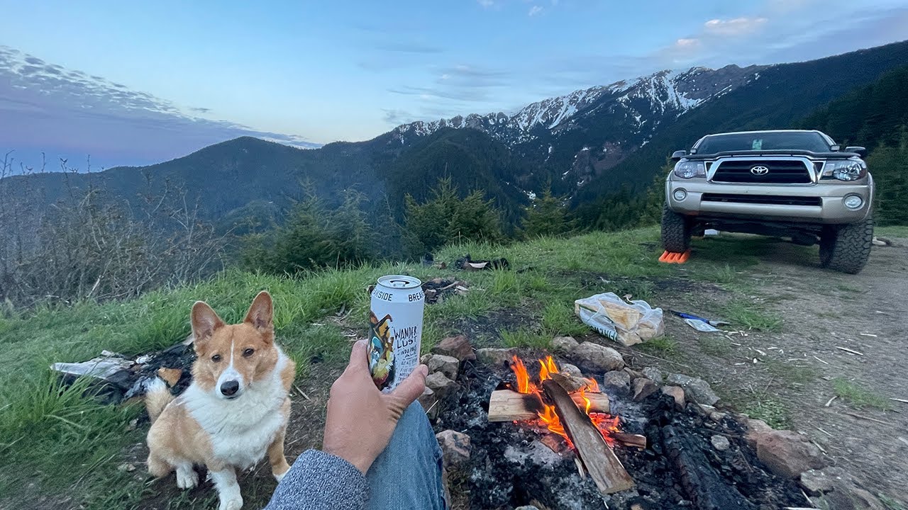 Truck Camping with my Corgi in the Olympic Mountains | Toyota Tacoma Camp and Cook