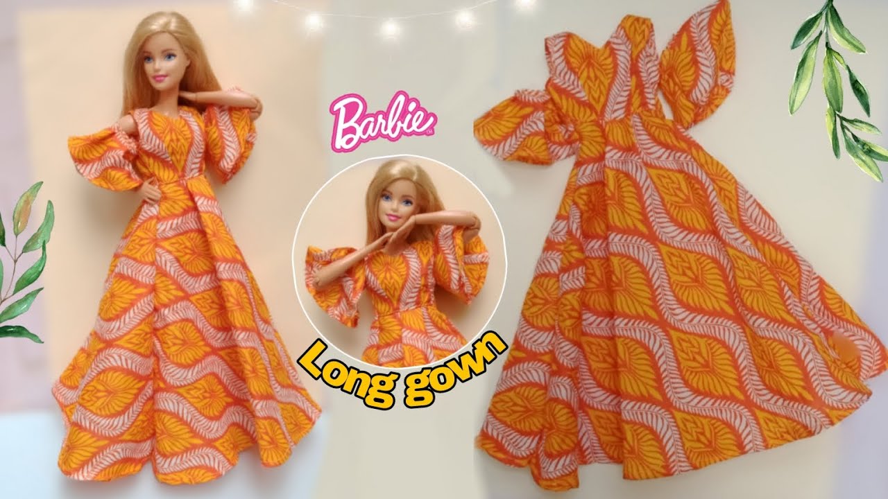 Making beautiful doll long frock| doll dress making easy |diy Barbie clothes||A-Doll designer❤️