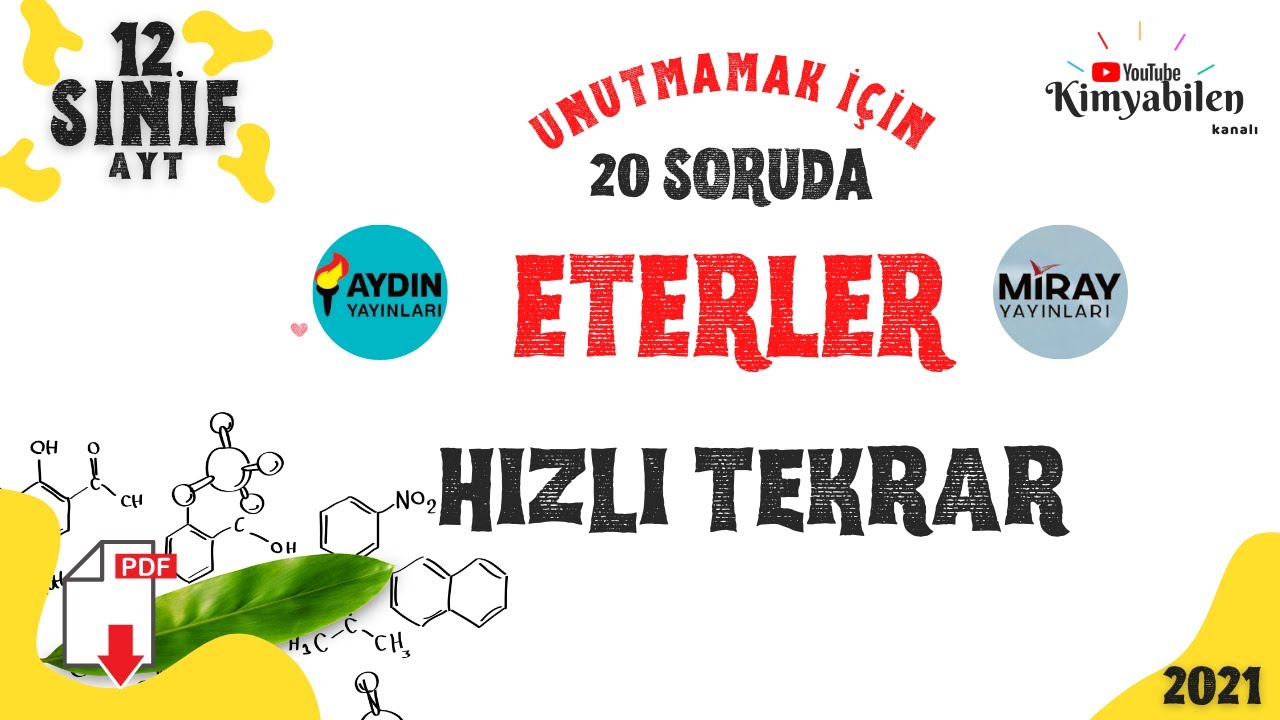 ETERLER HIZLI TEKRAR SORU ÇÖZÜMÜ - 12 KİMYA - AYT KİMYA