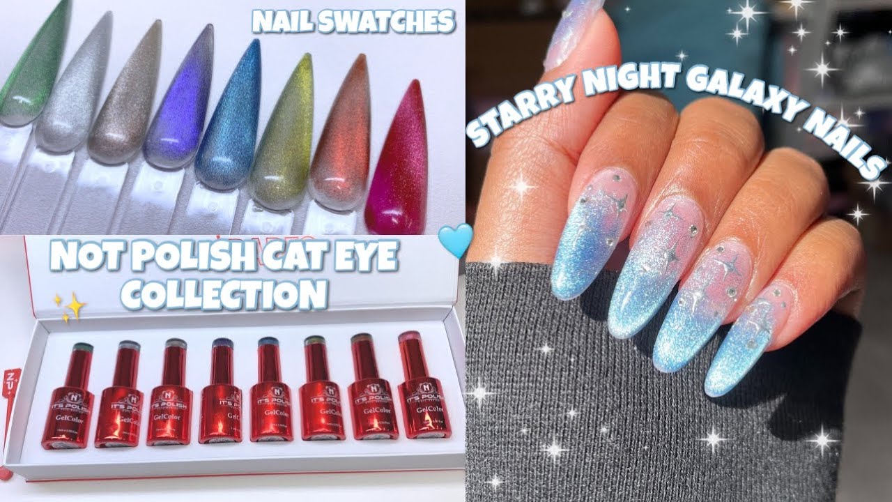 NOT POLISH NEW CAT EYE GEL COLLECTION | GEL X POLYGEL OVERLAY ALMOND NAILS | NAIL ART TUTORIAL