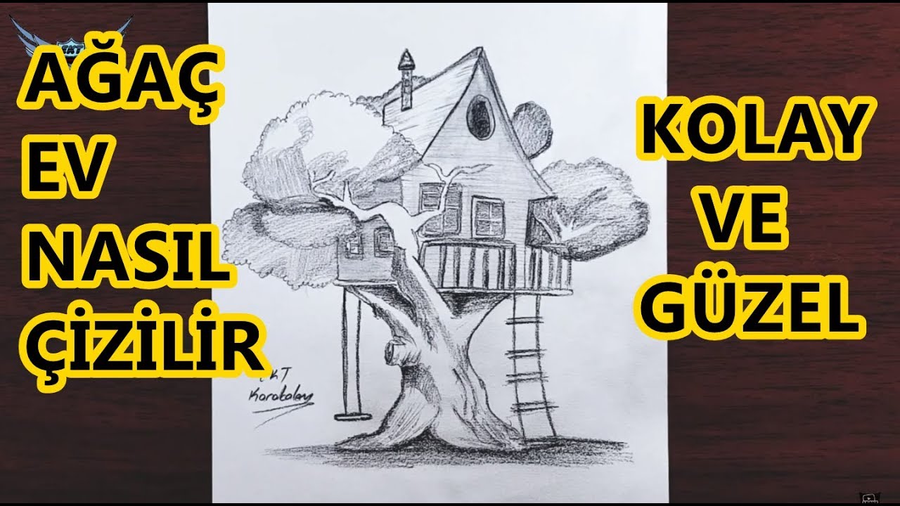 AĞAÇ EV NASIL ÇİZİLİR - KARAKALEM AĞAÇ EV ÇİZİMİ - KARAKALEM ÇİZİMİ