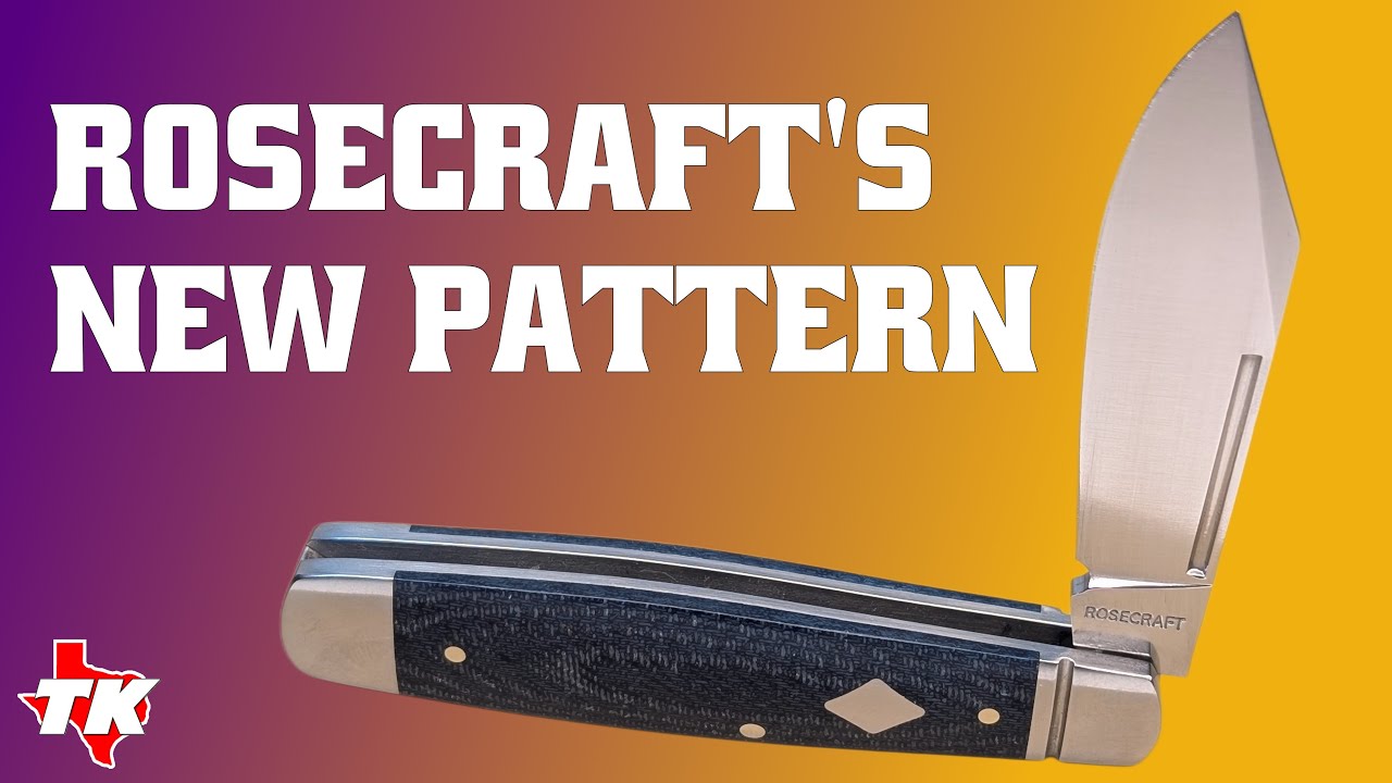 NEW PATTERN, NEW STEEL RoseCraft Blades Barren Fork Blue Denim Micarta Pocket Knife RCT031-DBM