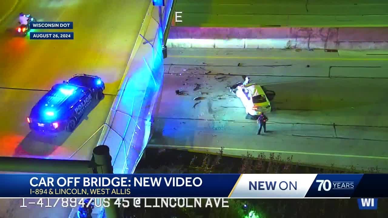New video: Car drives off overpass in West Allis police chase