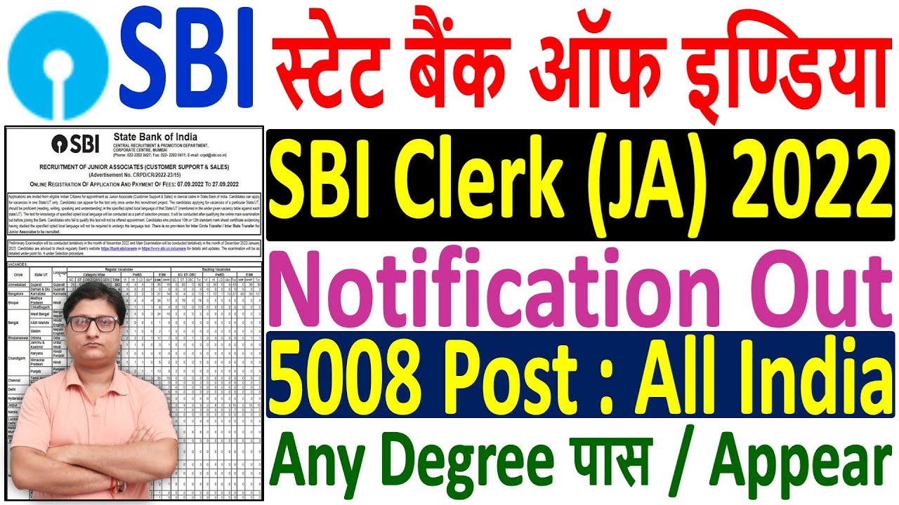 SBI Clerk Recruitment 2022 &brvbar; SBI Clerk 2022 Notification &brvbar; SBI JA Vacancy 2022 &brvbar; SBI Clerk Form 2022