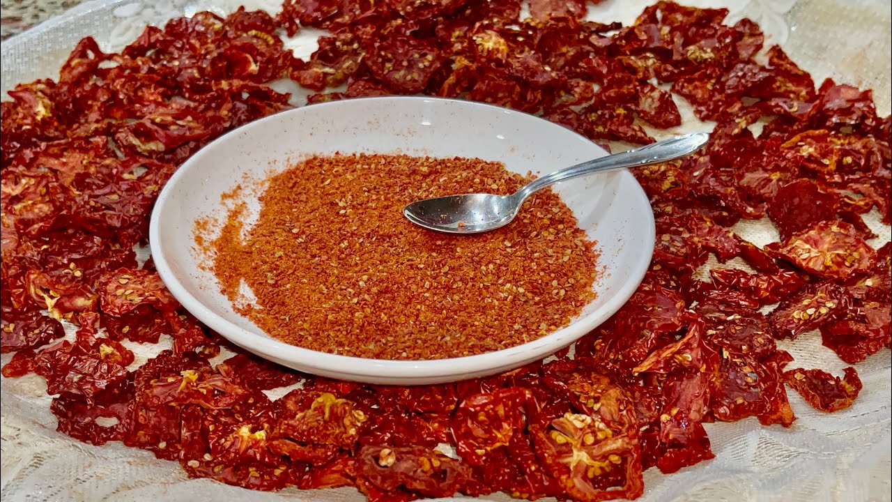 تجفيف الطماطم باسرع واسهل طريقة في المنزل _ وعملت منه التوابل 