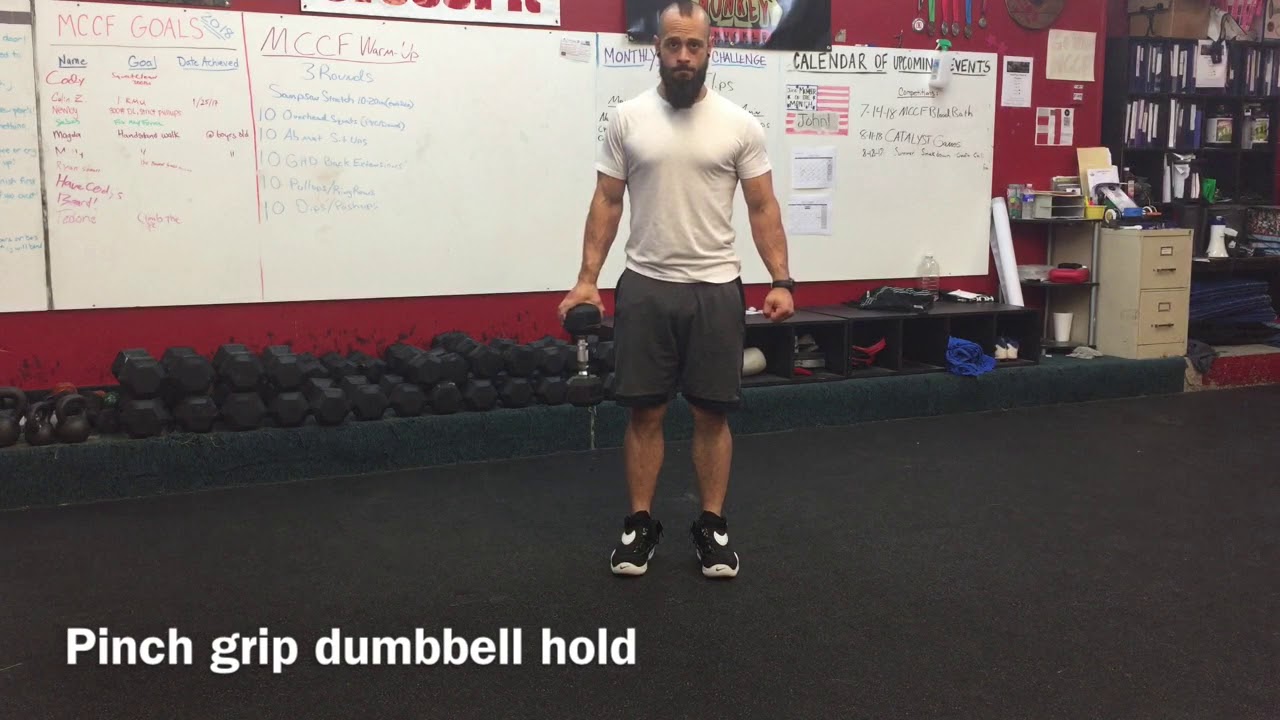 Pinch grip dumbbell hold