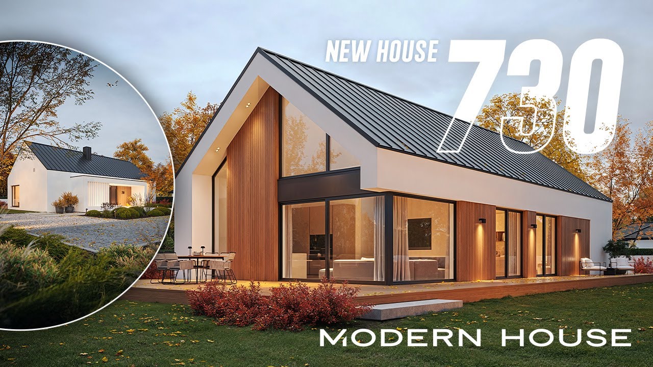 Parterowy dom z wysokim sufitem nad salonem NewHouse 730