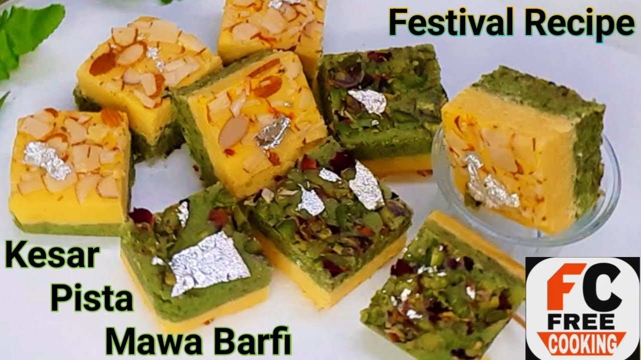 Kesar Pista Mawa Barfi | केसर पिस्ता मावा बर्फी Any Festival & Faral Recipe Easy Method Tasty Recipe