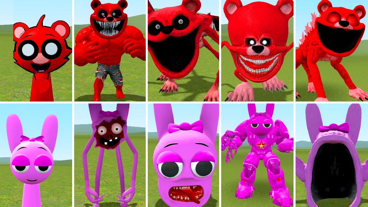 NEW ALL BEAR ZOOCHOSIS TAPES 1-5 VS NEW ALL PINKI HORROR TAPES EATER FAMILY ? in Garrysmod!...