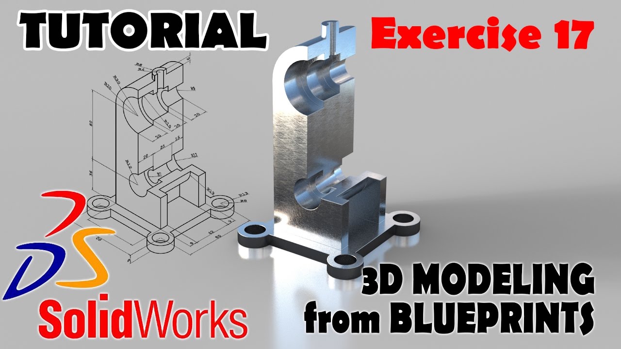 Solidworks Tutorials 3d Modeling From Blueprints | Best Solidworks Tutorial Beginners - Exercise 17