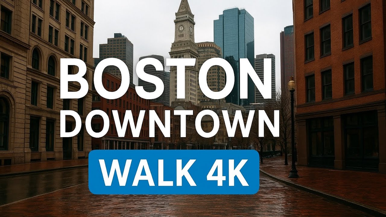 Boston Walking Tour POV 4K ASMR Sounds,Downtown Boston HDR.