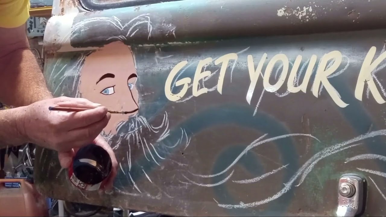Vintage Style Sign on VW Bus: Route 66