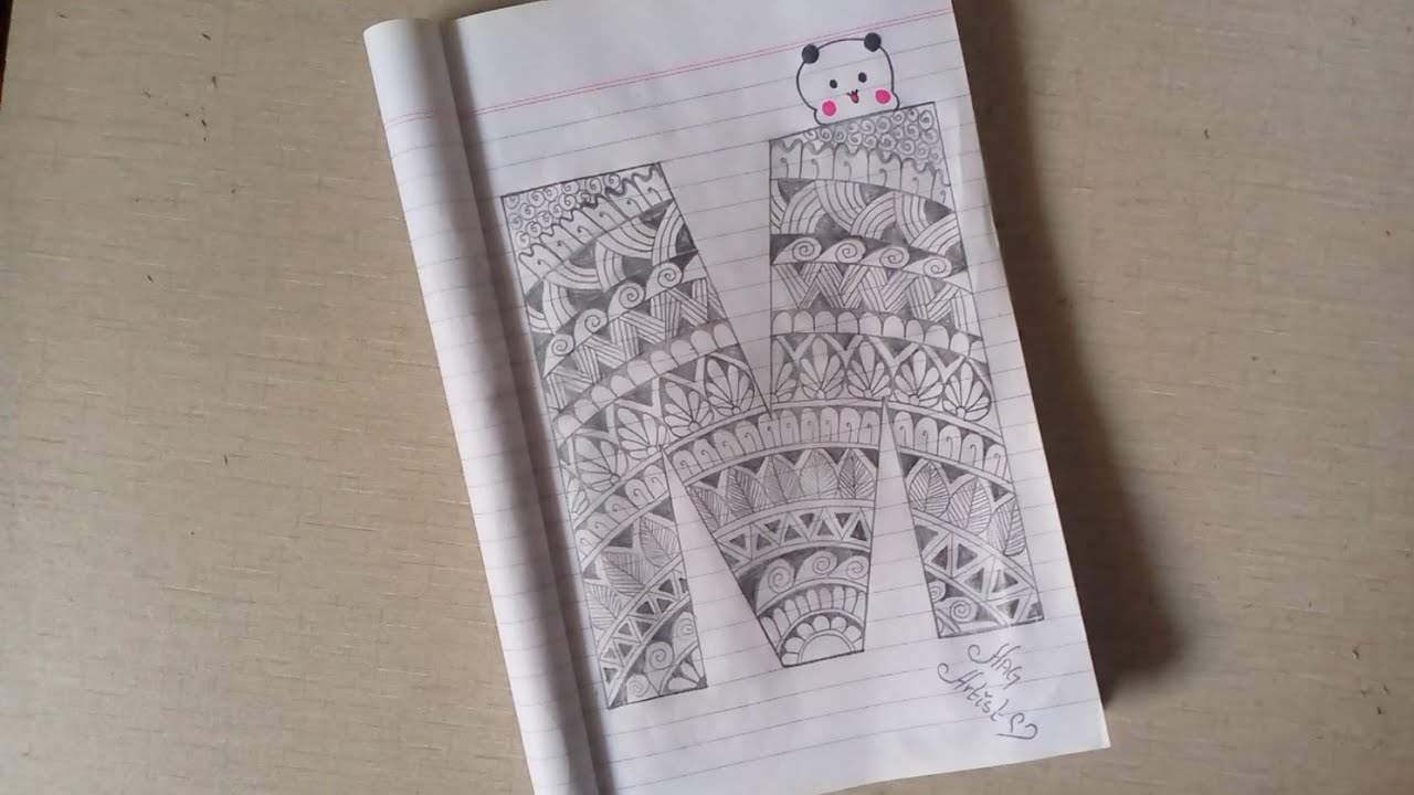 •AAG | Mandala Art of letter M | pencil mandala art #alphabet #mandalaart