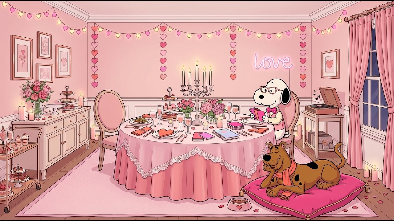 Snoopy Candlelight Valentine Dinner 🕯️🍷 Gentle Intimate Smooth Jazz for Focus, Learning, and Study 💓